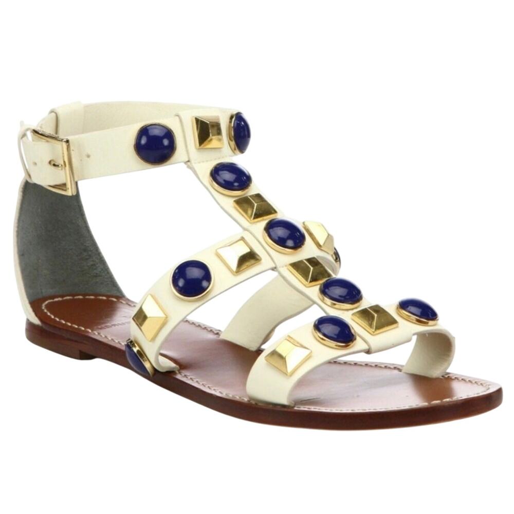 Tory Burch Capri Ivory Studded Gladiator Sandals Size 7